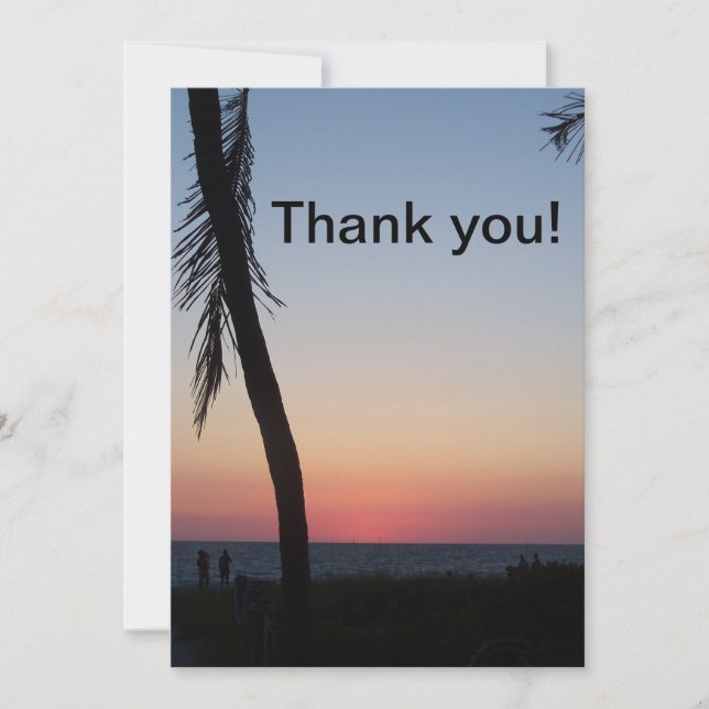 pôr do sol tropical em Cartões de agradecimentos d (Frente)