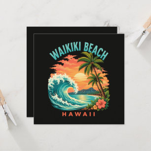Pôr do sol tropical na praia de Waikiki no Havaí