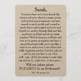 Por favor, você será minha dama de honra? Cartão d