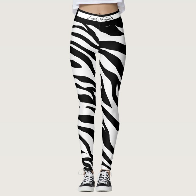 Por todo lado, leggings de impressão em Zebra.  (Frente)