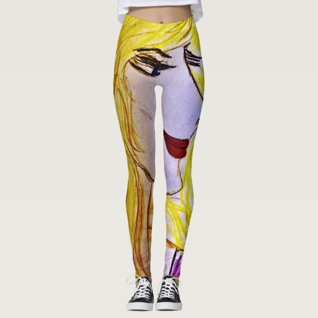 Por todo o lado, leggings de impressão Blondie (Frente)