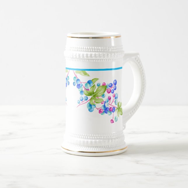 Porcelain Berries numa Caneca de cerveja (Frente Esquerda)