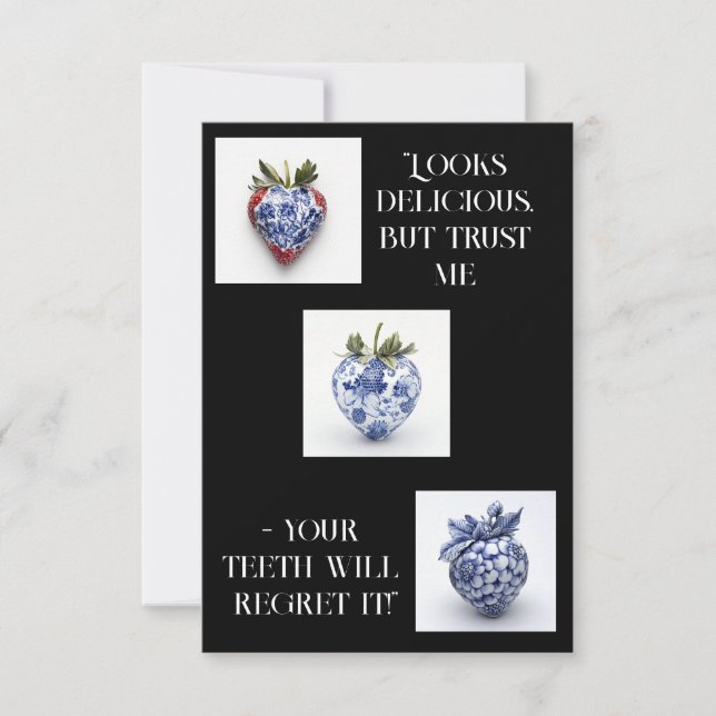 Porcelain Strawberry Flat Cartões de agradecimento (Frente)