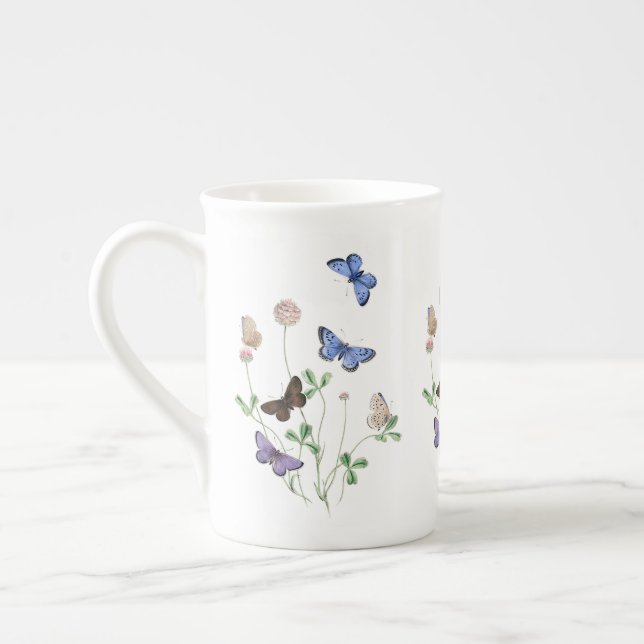 Porcelana Borboletas da caneca de China de osso de Grâ (Esquerda)