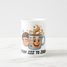 Porcelana Camiseta "De Zzz para Zoom" - Caneca de Café na Ca