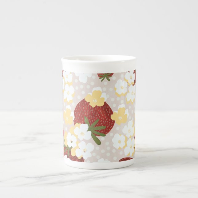 Porcelana Caneca Alta Flor de Morango Silvestre (Frente)