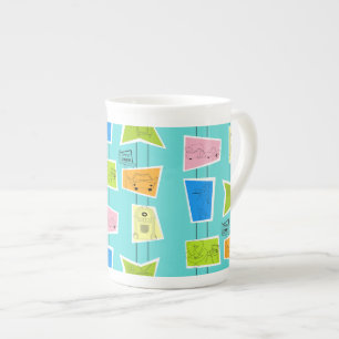 Porcelana Caneca atômica retro de China de osso do kitsch