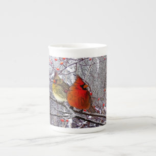 Porcelana Caneca cardinal de China de osso da floresta