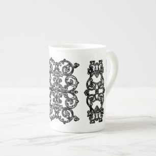 Porcelana Caneca com Corrimãos de Centro de Ferro