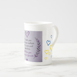 Porcelana Caneca com Padrão de Coração para o Dia das Mães