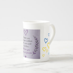 Porcelana Caneca com Padrão de Coração para o Dia das Mães