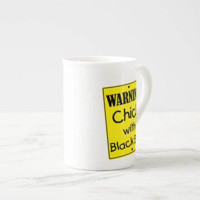 Porcelana Caneca da Garota de Alerta com Faixa Preta (Frente Esquerda)