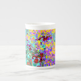 Porcelana Caneca de Arte Abstrata Vibrante – Turquesa Amarel