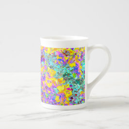 Porcelana Caneca de Arte Abstrata Vibrante – Turquesa Amarel