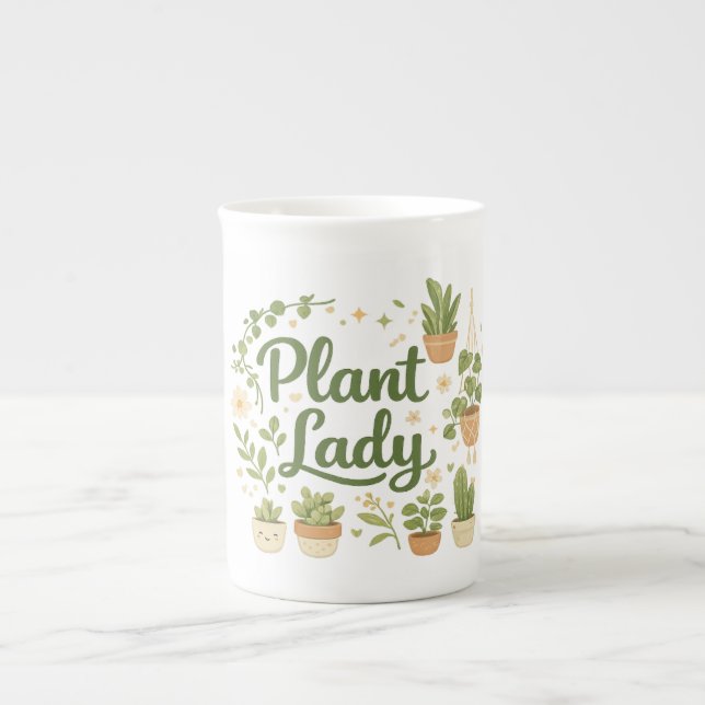 Porcelana Caneca de Café Botânico da Dama das Plantas (Frente)