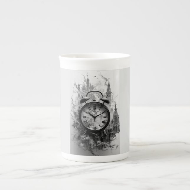 Porcelana Caneca de Café com um Relógio Antigo (Frente)