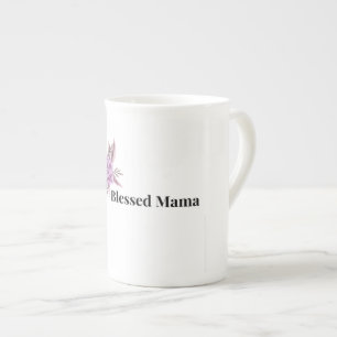 Porcelana Caneca de Café Floral Mãe Abencoada