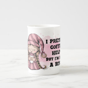 Porcelana Caneca de Café Gnome Divertido – Presente de Citaç