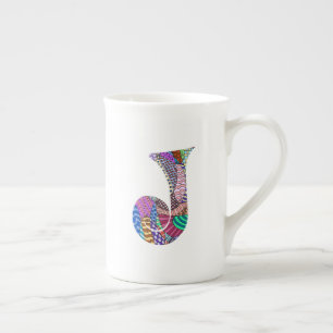 Porcelana Caneca de China de osso da letra J da celebração