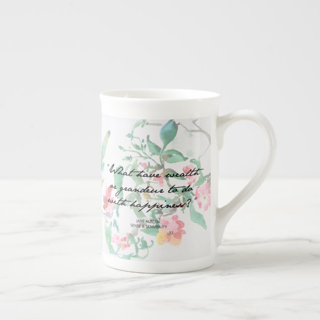 Porcelana Caneca de China de osso das citações dos rosas da (Direita)