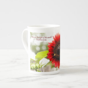 Porcelana Caneca de China de osso do girassol com escritura