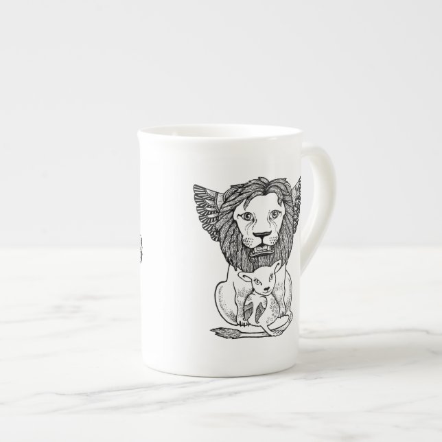 Porcelana Caneca de China de osso do leão & da monte (Frente Esquerda)