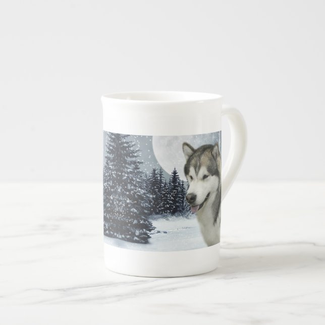 Porcelana Caneca de China de osso do Malamute (Frente Esquerda)