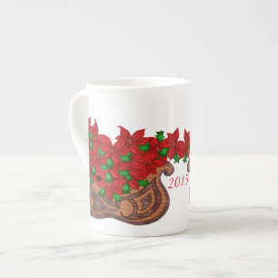 Porcelana Caneca de China de osso do trenó da poinsétia