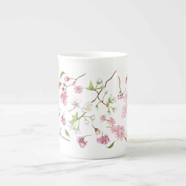 Porcelana Caneca de Flor de Cereja (Frente)