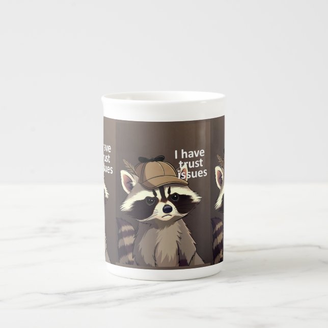 Porcelana Caneca de Guaxinim com Problemas de Confiança | Gu (Frente)