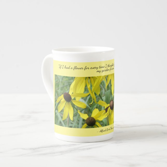 Porcelana Caneca de Louça de Ossos Flores de Cone Amarelo Pe (Frente Esquerda)