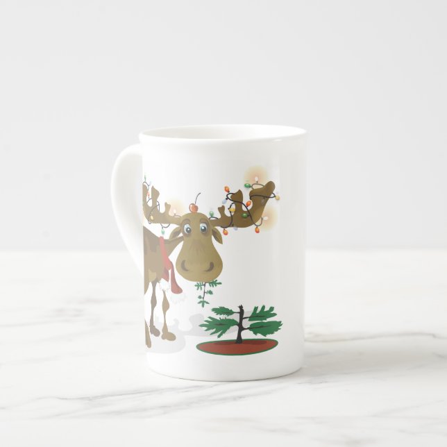 Porcelana Caneca de Moose~specialty do Natal (Frente Esquerda)