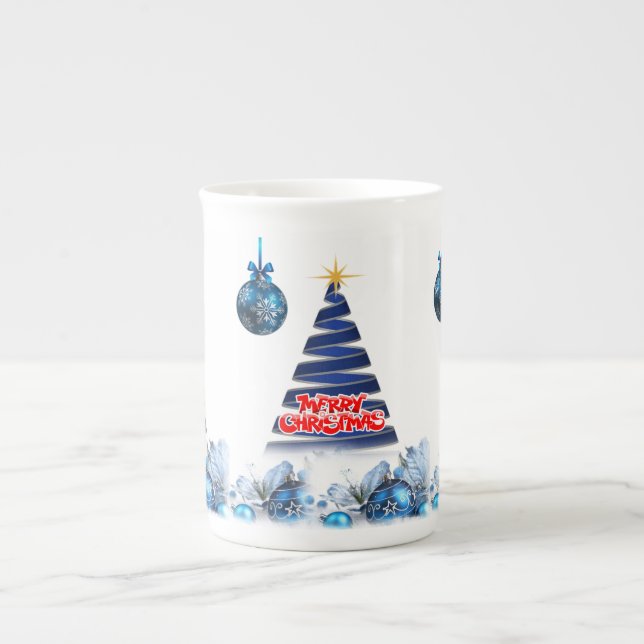 Porcelana Caneca de Natal, Árvore de Natal Alegre (Frente)