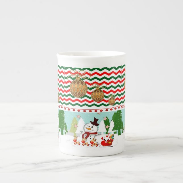Porcelana Caneca de Natal Boneco de Neve (Frente)