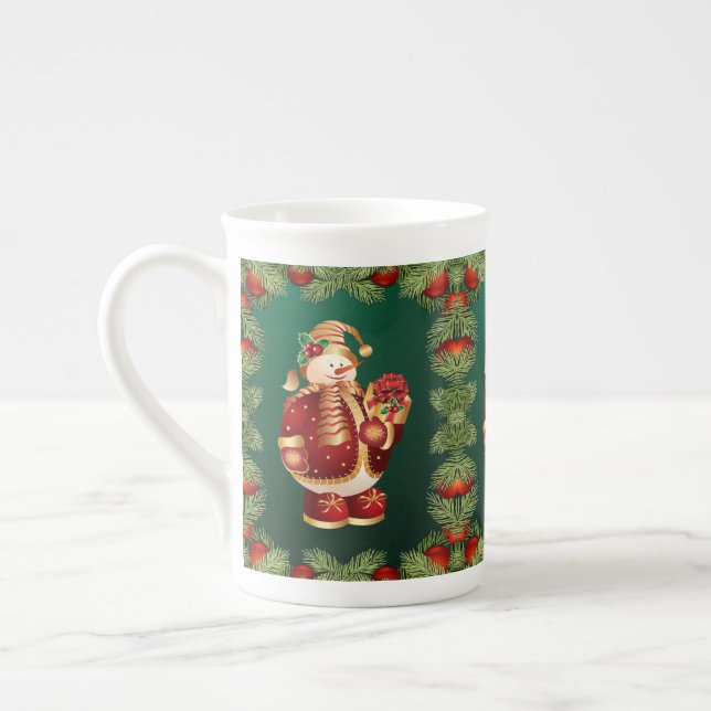 Porcelana Caneca de Natal, Boneco de Neve, Feliz Natal (Esquerda)