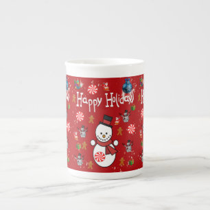Porcelana Caneca de Natal, Boneco de Neve, Felizes Festas