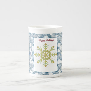 Porcelana Caneca de Natal, Floco de Neve, Felizes Festas