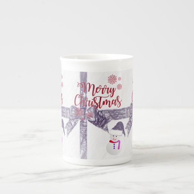 Porcelana Caneca de Natal Homem de Neve (Frente)