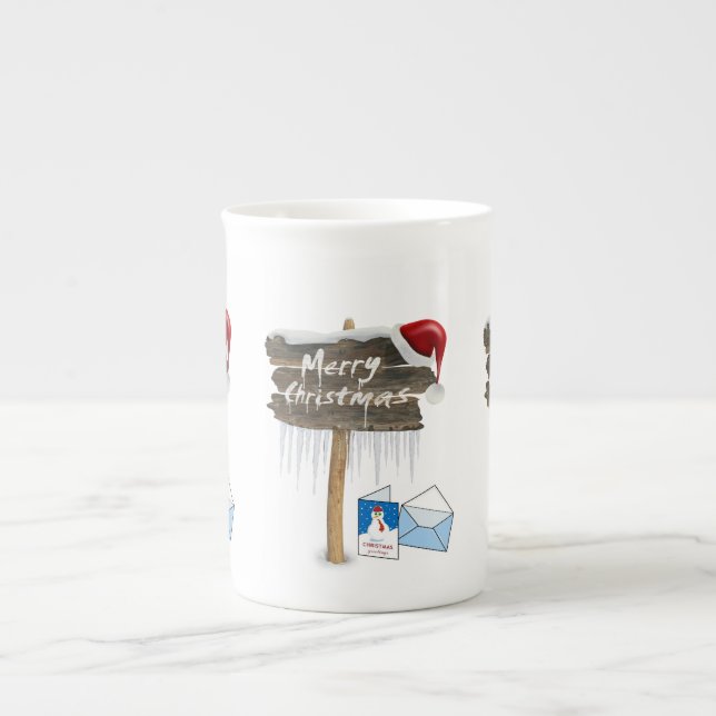 Porcelana Caneca de Natal, Neve, Feliz Natal (Frente)