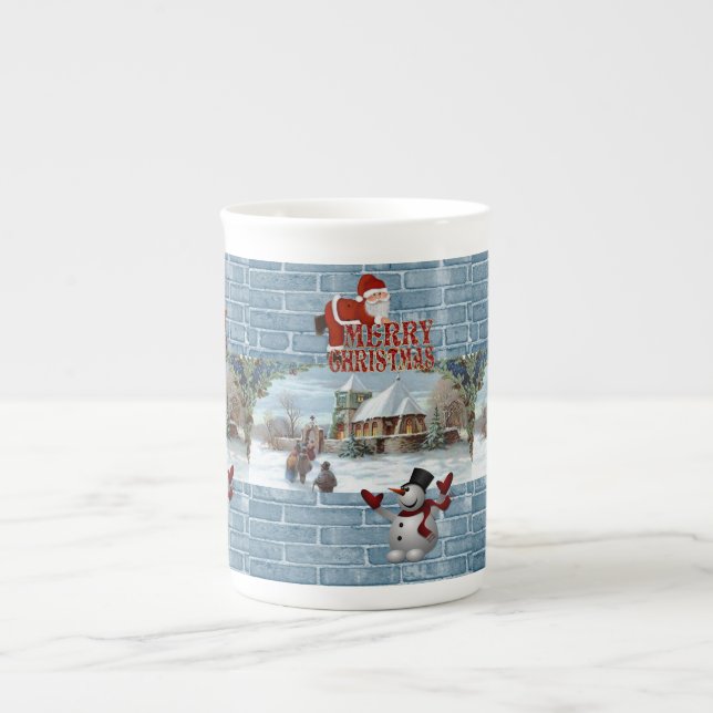 Porcelana Caneca de Natal, Neve, Feliz Natal (Frente)