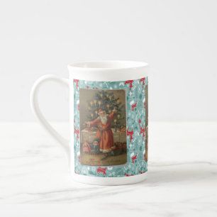 Porcelana Caneca de Natal, Papai Noel, Feliz Natal Vintage