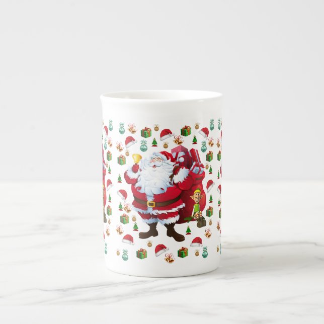 Porcelana Caneca de Natal, Papais noeis (Frente)
