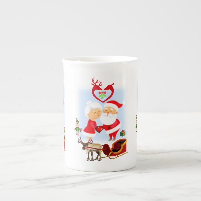 Porcelana Caneca de Natal, Papais noeis (Frente)