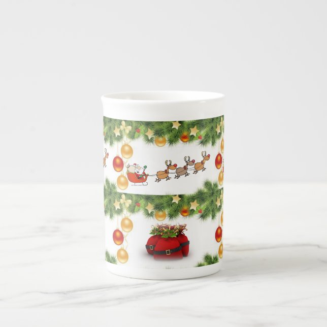 Porcelana Caneca de Natal, Papais noeis (Frente)
