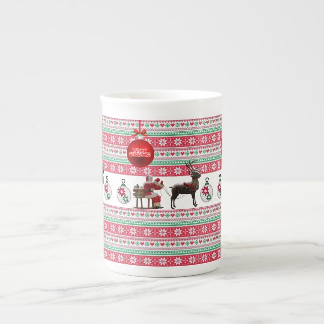 Porcelana Caneca de Natal, Papais noeis (Frente)