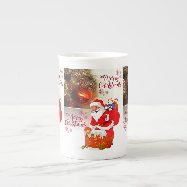Porcelana Caneca de Natal, Papais noeis, Feliz Natal (Frente)