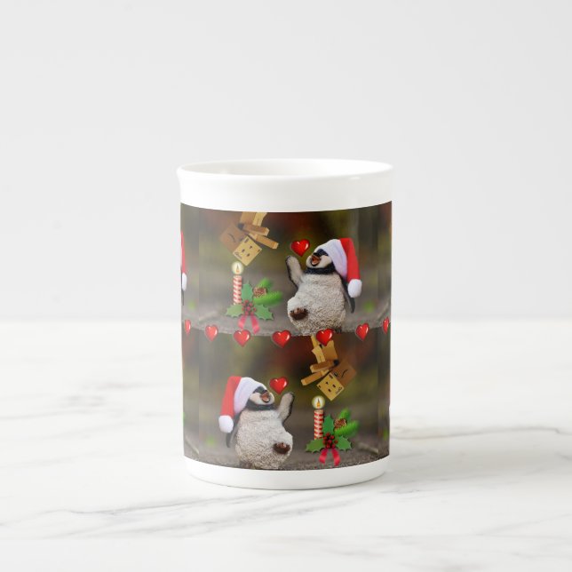 Porcelana Caneca de Natal, Pinguim, Feliz Natal (Frente)
