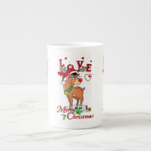 Porcelana Caneca de Natal, Reindeer, Amor