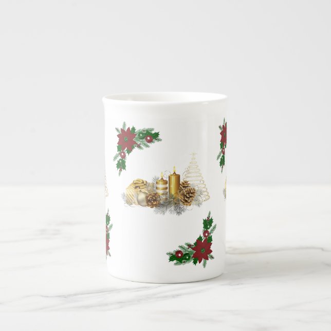 Porcelana Caneca de Natal, Vela Dourada de Natal (Frente)