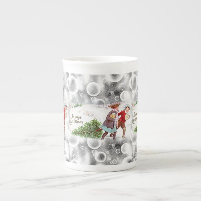 Porcelana Caneca de Natal, Vintage de Natal (Frente)